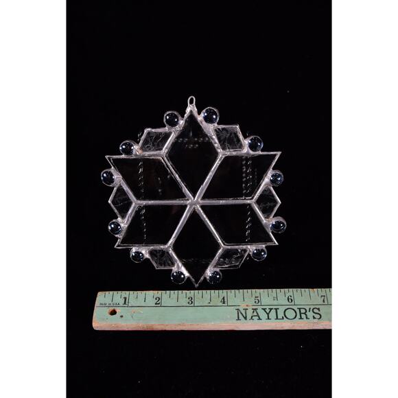 2 Stain Glass Christmas Ornaments Snowflake 6" Bells & Holly 7"x6" - Picture 3 of 5